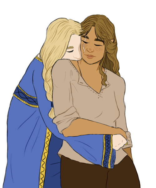 wheresnewyork:when u gotta bend down real far to hug your girlfriend[image description: a drawing of