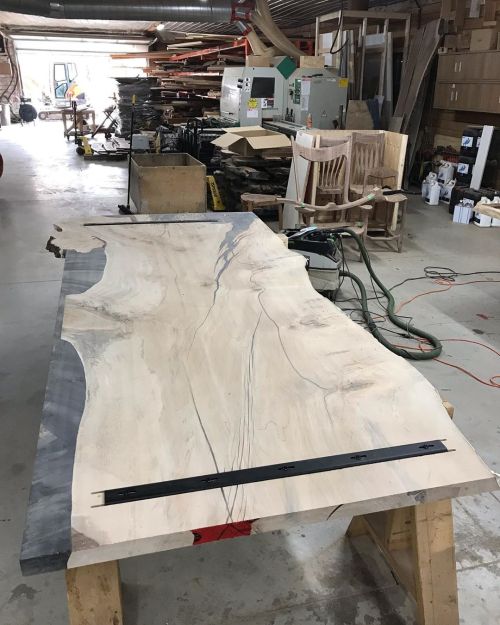 9’ x 56” Single slab Maple Dining TableThis is the bottom! Can’t wait to get to the top! Casted with
