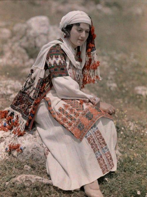 A woman in the dress of the Peloponnesian Greeks from Nemea.PHOTOGRAPH BY MAYNARD OWEN WILLIAMS