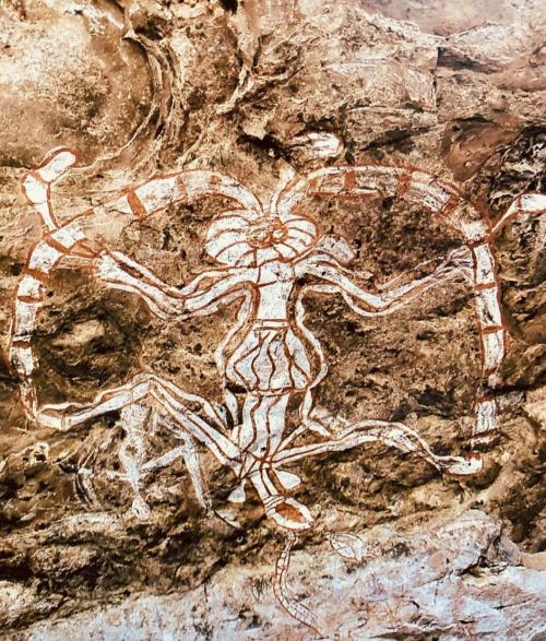 newguineatribalart:  Cave painting of Aboriginal God of thunder and lightning Namarrkon