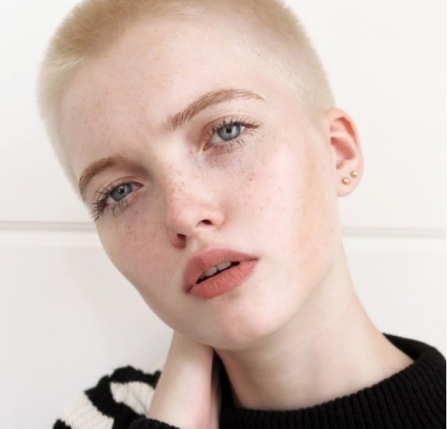 Dramatic new look for British model Ruth Bell. Loving the bleached buzzcut.