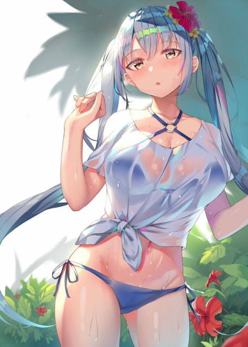 a-titty-ninja: 「濡れ透け」 by あれっくす | Twitter ๑ Permission to reprint was given by the artist ✔.