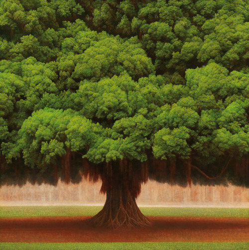 wetreesinart:Tzu-chi Yeh (Taiwanese, b. 1957), Big Banyan Tree, 2013-14. Tempera and oil on linen, 1