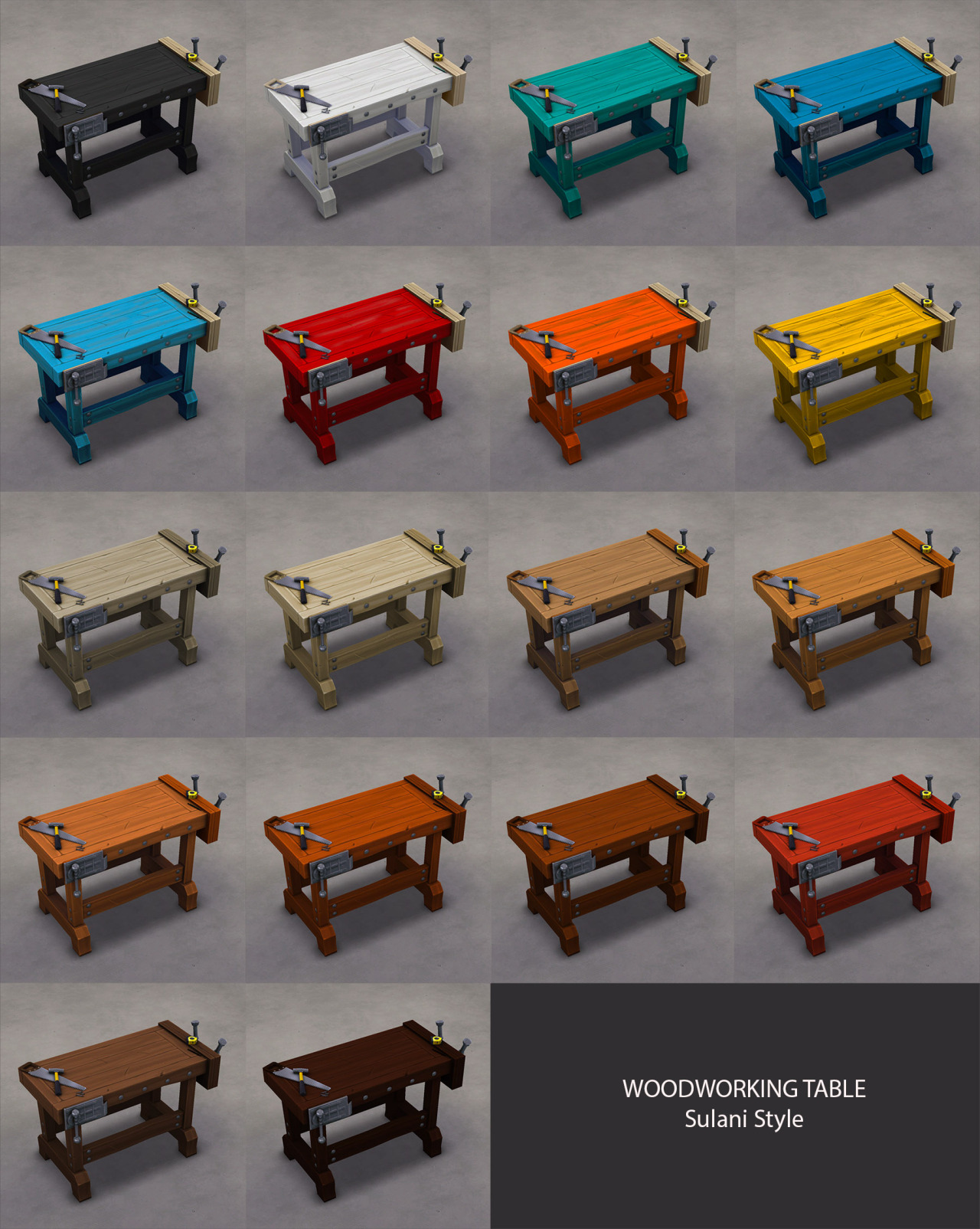 Ditzn Woodworking Table Recolours Basegame Compatible