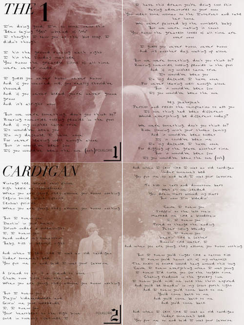 alecslittlesnores:‘Folklore’ Song Lyrics in the style of the Reputation Magazines