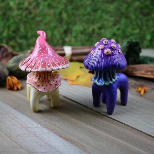 woodland-sorcery:  sosuperawesome:  Funguise Figurines / Brooches Wicked West on Etsy See our #Etsy or #Mushrooms tags     These are sick 