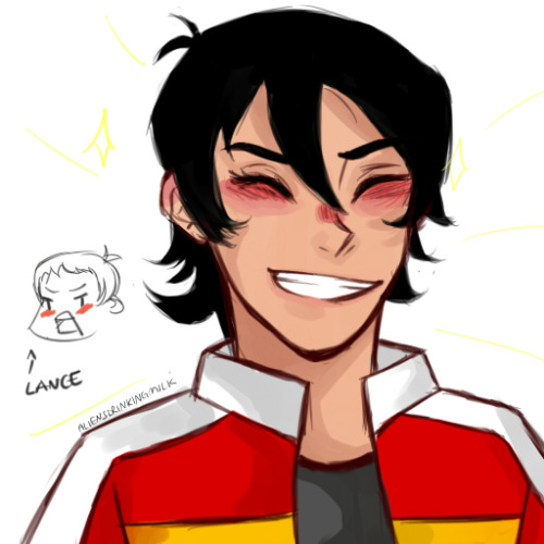 so i tried drawing keith smiling. :)smol lance in distance.