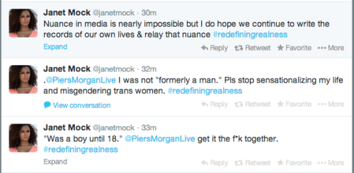 foreverqueird:janetmock calling out Piers Morgan for being a cissexist, transmisogynistic, ignorant 