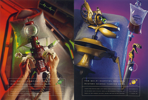 mst3kfandomhistory:  Full page trade journal ads announcing MST3K’s return to the SciFi Channe