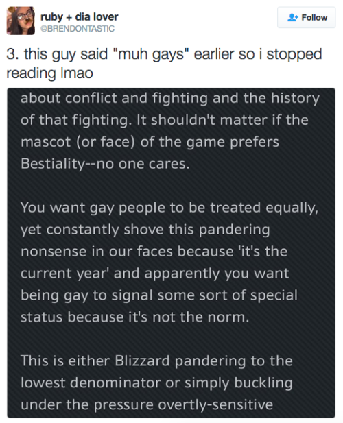 the-future-now:  The backlash to Tracer having a girlfriend proves we need more representationFor people who identify as LGBTQ, or who have friends and  family members who do, one queer character in a video game probably  doesn’t seem like a big deal.