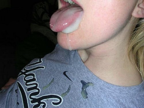 Cum in mouth and on her shirt. http://tinyurl.com/plpwx7g