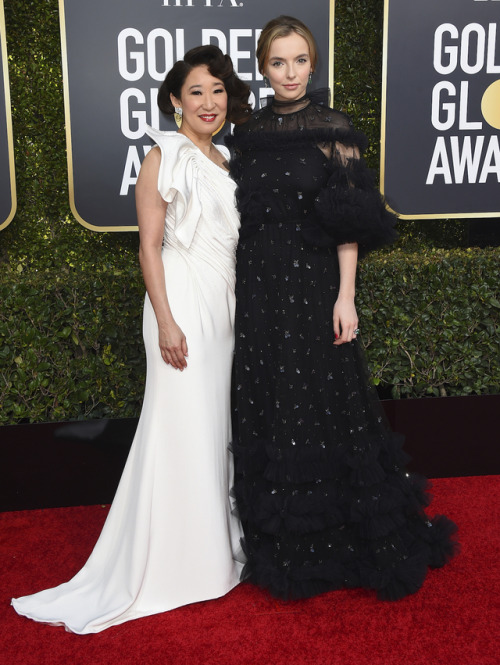 jewvian: Sandra Oh and Jodie Comer attending the 76th Golden Globes awards (January 6th, 2019)