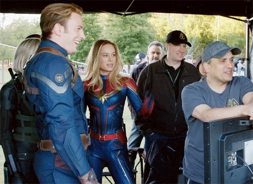 luvinchris: Robert downey jr, Chris evans &amp; Brie Larson on the set of Avengers Endgame 