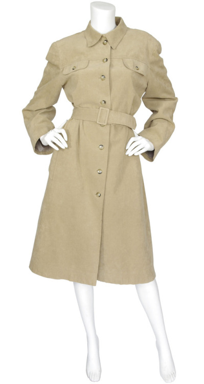 Mollie Parnis 1970s Beige Ultra Suede Trench CoatAvailable on Featherstone Vintage