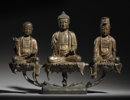 cma-korean-art: Amitabha Triad, 1400s, Cleveland Museum of Art: Korean ArtThis rare bronze triad fro