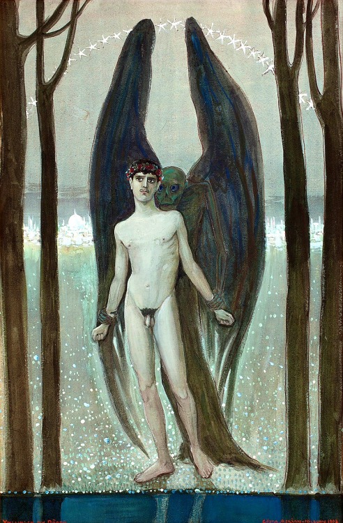 starrywisdomsect:Young Man With Death (Ynglingen och döden) by Gösta Adrian-Nilsson (1908)