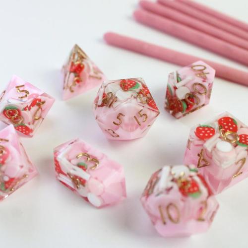 figdays: Strawberry Milk Polyhedral Dice Set // VulcariousRPG