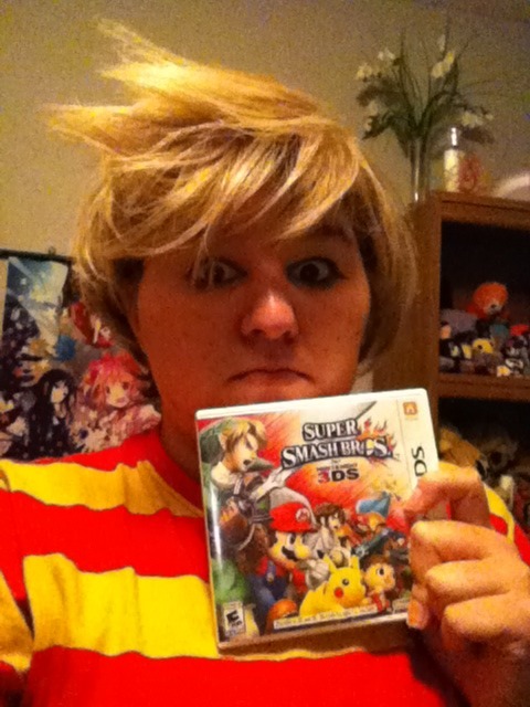 arcadecutie:  sort of late post ,went to the midnight release of smash bros 3ds as Lucas :’DDD