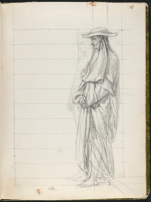 Standing Nude, and a Cardinal; verso: Faint Sketch of Jean de Cambacérès, Duc de Parme
