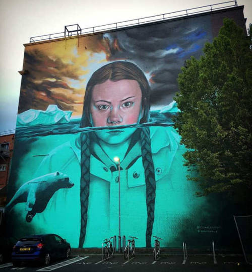 Huge Greta Thunberg mural in Bristol, UK