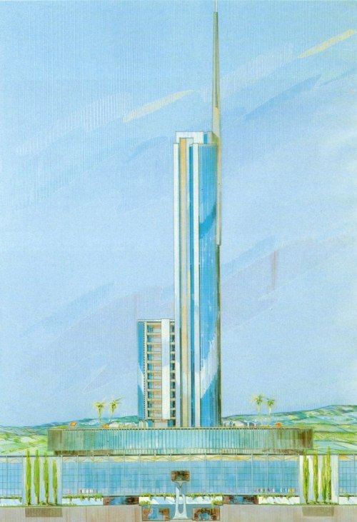 the-disney-elite:George Rester’s concept art for Walt Disney’s original E.P.C.O.T.(Note: The bottom 