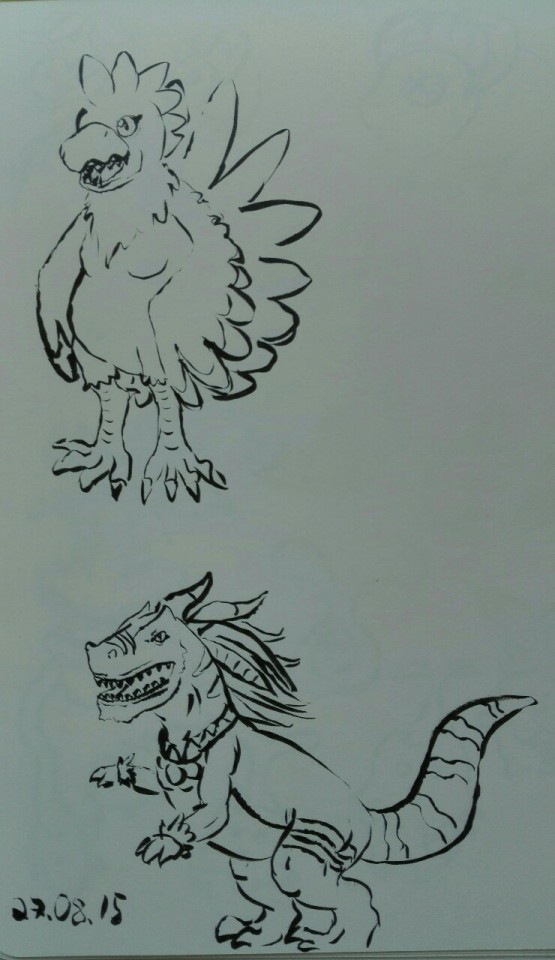 The Last Time I Draw Cockatrimon/Kokatorimon Was Five Years Ago. First Allomon, I Think. Both Are Digimon