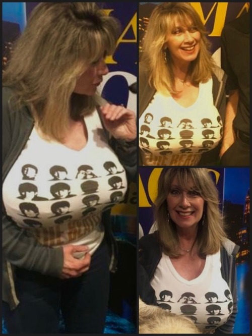 Robust radio personality Nancy Quill meets some animals in a Beatles print tee that is reaching the breaking point. Help!