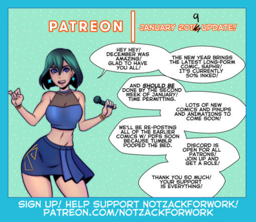 notzackforwork:Patreon update for Jan, 2019PATREON