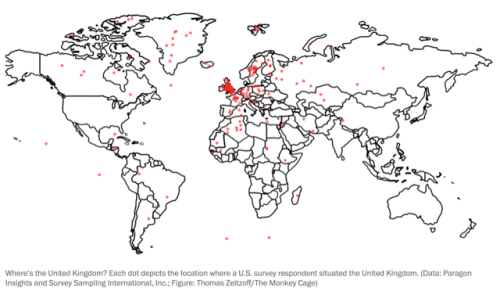 ad-hominem-sappies:mapsontheweb:Americans were asked to locate Britain on a world map.American schoo