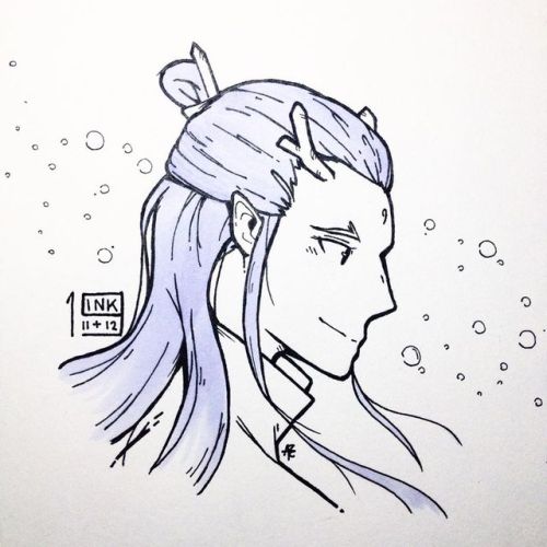 Day 11+12: Snow+Dragon: Ao Bing from #nezha ❄️ .. .. .. • #schendaah #イラスト #ink #inktober #inkt