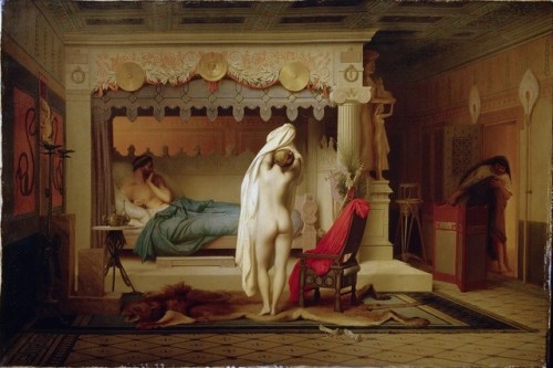 loumargi:King Candaules 1859 Throw Pillow by Jean Leon Gerome 1824-1904