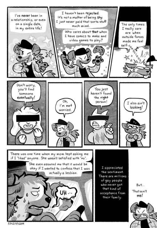 hyenafu:Here’s a comic I made about identifying as asexual and aromantic! I made it for an anthology