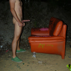 Frontalpisser:   Pissing On A Red Chair Http://Frontalpisser.tumblr.com 