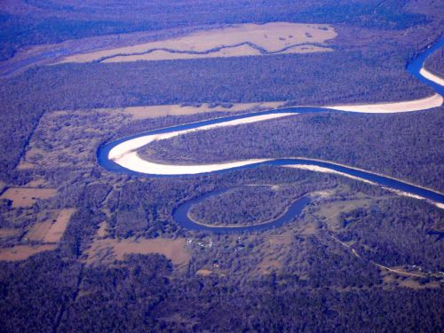 River migrationThis photo from above catches several stages in river evolution. In a meandering rive