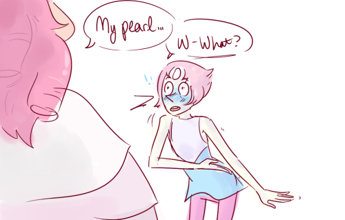 bearsister:  I love the theory that Pearl originally belonged to White/Yellow Diamond. After The Answer and seeing Blue Diamond’s Pearl and that gems can change their hair color, I couldn’t stop thinking about Pearl changing her hair color to match