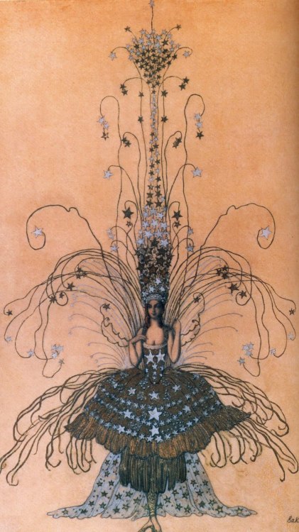 books0977:Drawing for Queen of the Night costume for Luisa Casati, 1922. Léon Bakst. Aft