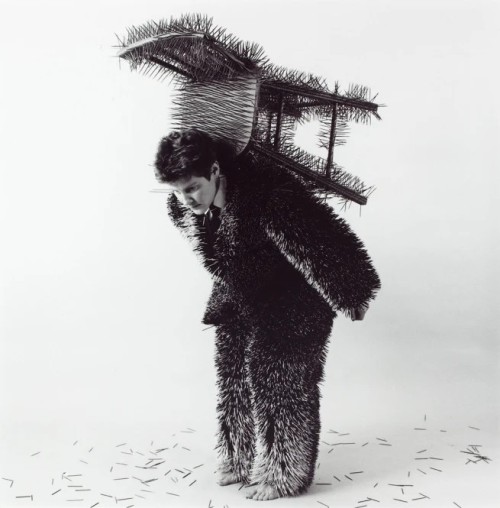  Ann Hamilton body object series #13, toothpick suit/chair1984Gelatin silver print, printed 199311 x