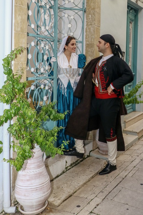 Folk costumes of Lefkás island, Greece presented by two locals, Petros and Eleanna. Photos by Lefter