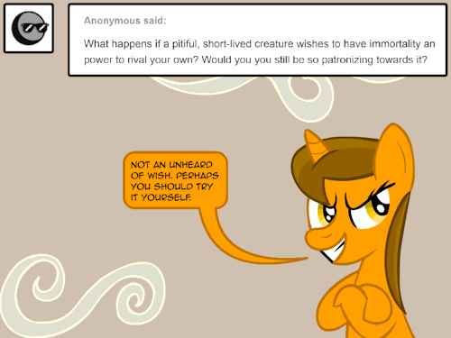 helpabluehorse:  How’s that for moving the plot?  Meeps!