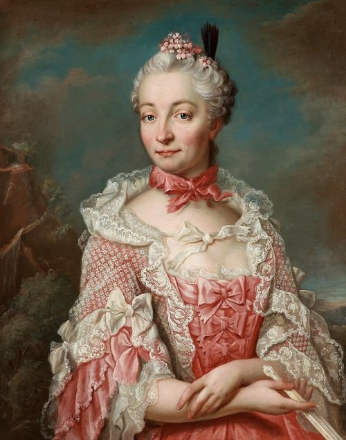 galleryofunknowns:Attributed to Jakob Bjorck (d.1726 - d.1793), ‘A Young Lady in a Pink Dress 