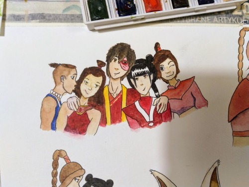 My First Painting Of The OT5. Now That I Look At This Sokka Seems A Bit Pale, Sukis Eyes Are Off. Zuko