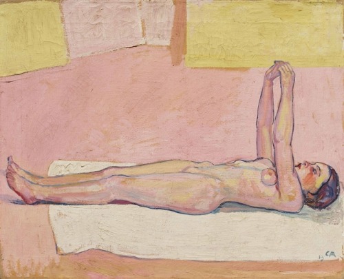 thunderstruck9:Cuno Amiet (Swiss, 1868-1961), Liegender Akt [Recumbent Nude], 1913. Oil on canvas, 6