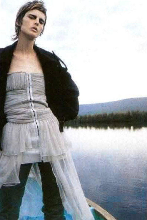 Jalouse #43, 2001  Stella Tennant wearing jacket by Raf Simons; top by Martine Sitbon. Ph. David Las