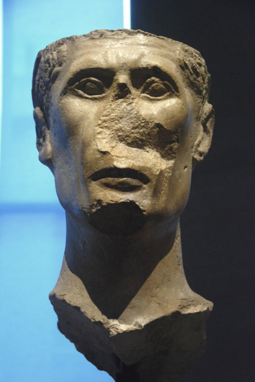 Head of a statue of a priest. Second half of I century AD. Quartzite. Ägyptisches Museum, Munich. In