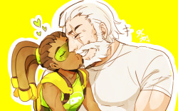 sojjeok:  reinhardt X lucio bird kiss////// 