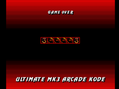 I got this screen when beating Mortal Kombat 3 for the PS1.The code does nothing at all in MK3 for t