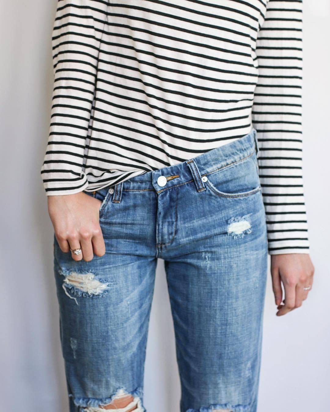 mrandmrs2015:  • striped and ripped • #ootd #wiwt #happynewyear #distressed #bfjeans