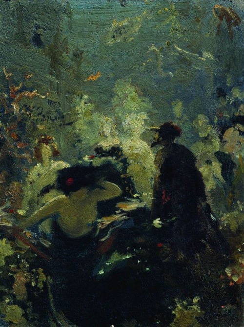 ghostlywriterr: songesoleil: 1-Sadko in the Underwater Kingdom. Sketch. Oil on cardboard. 22.5 x 17&