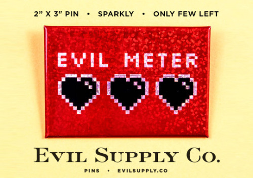 evilsupplyco:8-bit black hearts evil meter pinVideo games conveniently showcase your power level and