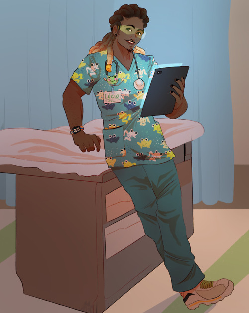 wankadoodles:commission for @deathtouch !!! they wanted lucio wearing some cute scrubs !!commissions